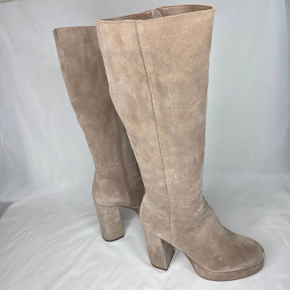 Steve Madden Taupe Suede Block Heeled Frankie Azura Boots Women's 9M - Picture 2 of 9